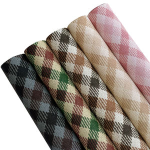 Nouveau cuir synthétique à motif écossais coloré, résistant à l'usure, idéal pour les projets de jouets, les couvertures de livres et les meubles. - Product Image 5