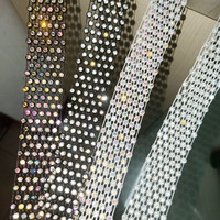 Nouvelles garnitures élastiques en strass à chaîne plissée, maille diamantée à 5/6 rangs, ruban de cristal de 2,6 cm de large, accessoires de couture DIY pour colliers
