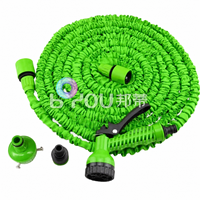 Tuyau d'arrosage de jardin vert de 15 m en TPU souple et polyester hautement extensible avec embout en acier inoxydable et dévidoir inclus pour l'arrosage et le nettoyage