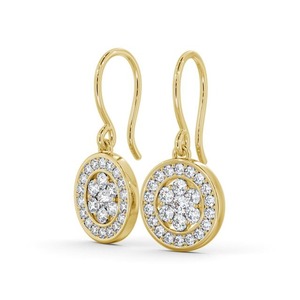 0.90CTW Boucles d'oreilles en diamant de laboratoire taille brillant 14K/18K or massif pavé Halo fil d'or rose pour fiançailles mode femme - Product Image 2