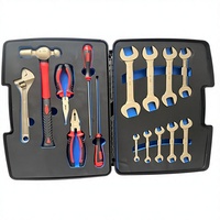 Ensemble d'outils anti-explosion et anti-étincelles en chêne, aluminium et bronze, 15 pièces (clés, pinces, marteaux), qualité industrielle, avec mallette de transport robuste, garantie 2 ans