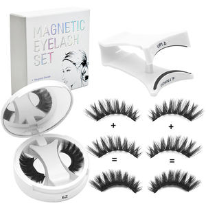 उच्च गुणवत्ता वाले थोक कस्टम 3 डी चुंबकीय झूठी पलकों टिकाऊ नरम प्राकृतिक लुक गोंद मुक्त आंखों के मेकअप झूठे आंखों सेट - Product Image 5