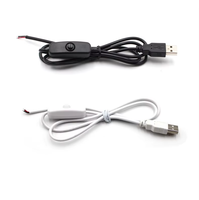 Câble d'alimentation Kebaolong blanc 1m USB A mâle ouvert avec interrupteur à bouton vers 2 broches 5V de charge 501