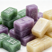 Jeu de Mahjong en Jade Vert Marbré Grande Taille, Tuiles de Mahjong Polies à la Main, Finition Polie, Tuiles en Malachite, Pièces de Jeu d'Échecs