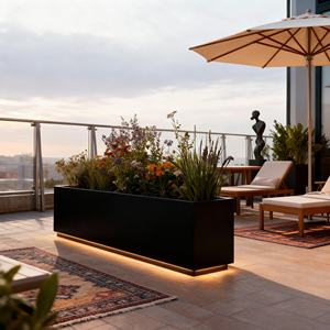 H156 Stainless Steel LED Illuminated <b>Planter</b> <b>Box</b> Modern Design Flower Pot For Commercial Street Landscape - Product Image 3