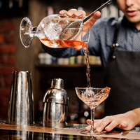 OUYADA Ensemble de bar shaker à cocktail avec support en bois de bambou Outils personnalisés pour barman à vin Martini en acier inoxydable de 700ml