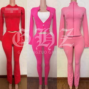 <span class=keywords><strong>Abbigliamento</strong></span> per San Valentino 2026, Set Personalizzato in Maglia a Nido d'Ape, Felpa con Zip <span class=keywords><strong>Rosa</strong></span> a Maniche Lunghe e Pantaloni a Zampa, Tuta da <span class=keywords><strong>Donna</strong></span> - Product Image 6