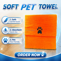 Serviette en microfibre pour animaux de compagnie, chiens et chats, ultra absorbante, séchage rapide, serviette de bain pour chien, serviette de séchage douce et moelleuse pour animaux de compagnie