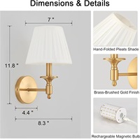 Lampe murale LED à abat-jour en tissu, rechargeable, à intensité variable, avec ampoule RGB et télécommande pour chambre à coucher, couloir, lampe murale sans fil