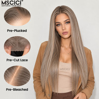 Perruque Lace Front en Cheveux Humains Vietnamiens Remy Lisses, HD Transparente, Sans Colle, Pré-épilée, Couleur Personnalisable, Longue Longueur