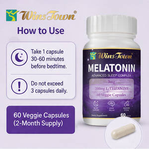 Cápsulas vegetales Winstown Melatonin Advanced Sleep Complex con L-Teanina, para un descanso diario suave, un sueño equilibrado y relajante. - Product Image 4