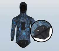Wetsuit selam musim dingin untuk pria, nilon 5mm, berinsulasi tebal, model split body, berkerudung, kamuflase, untuk berburu ikan, surfing, dan menyelam dalam.