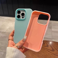 Coque de téléphone souple 2-en-1 en gelée pour iPhone 11 à 17 Pro Max, couleur bonbon, finition mate, pour i18pro