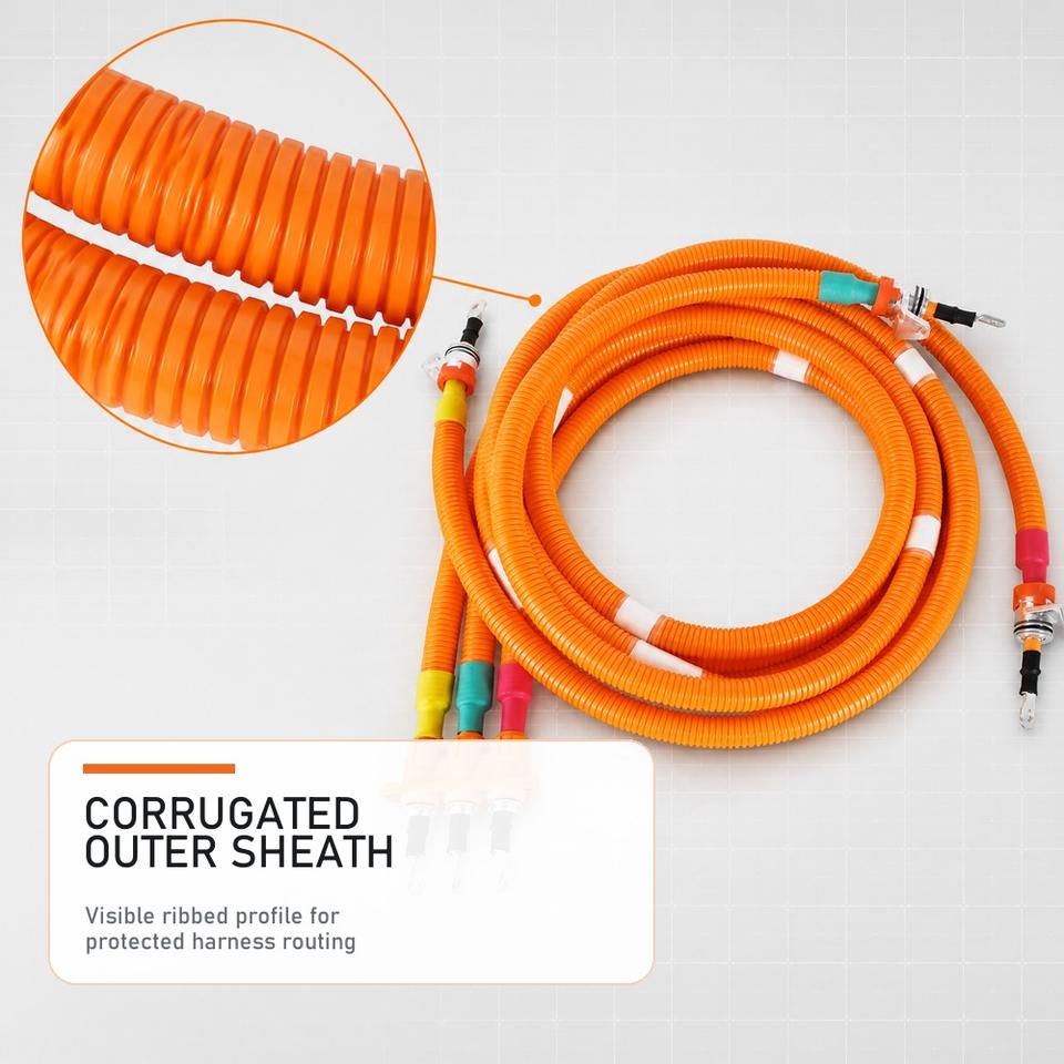 50mm2 EVRP Shielded Three Phase Motor Cable Harness with Tinned Copper ...