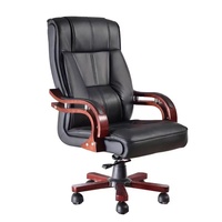 Chaise de direction en bois massif, chaise pivotante de conférence, chaise de patron de luxe en cuir véritable, chaise d'ordinateur de bureau à domicile haut de gamme
