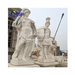 高品质白色天然大理石希腊人物雕塑大理石罗马士兵武士雕塑雕像出售