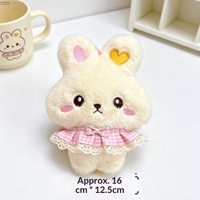 Pendentif Lapin en Peluche OEM Adorable, Poupée Lapin de 16 cm avec Cœur Sonore, Porte-clés Animal, Décoration de Sac