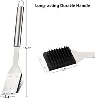 Brosse de nettoyage pour barbecue à long manche de 16,5 po, 2 brosses de rechange, 1 tournevis, en acier inoxydable 304, pour nettoyage de barbecue extérieur