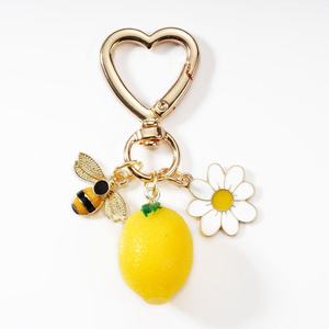 Hot Cute Bee Keychain Creative Little Strawberry Lemon Accessories Fashionable Simple Sweet Bag Pendant Zinc Alloy Eco-Friendly - Product Image 2