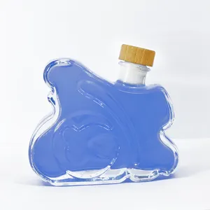 Уникальный китайский символ формы 200 мл пустые стеклянные бутылки с деревянной пробкой