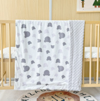 Couverture Bébé Nouveau-né Hiver Ourson Doux en Minky à Pois Animal Couverture d'emmaillotage Moelleuse Cadeau pour Bébé