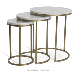 Marble Top <b>Round</b> Coffee <b>Table</b> Luxury Style with <b>White</b> Marble and Golden Powder Coated Iron Frame Narrow Style for Living Room - Product Image 2