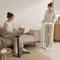 Bureau mobile inclinable pour télétravail, table d'appoint réglable en hauteur avec vérin à gaz pour ordinateur portable, table de chevet roulante pour lit et canapé
