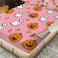 Parure de lit Halloween personnalisée en polyester tricoté écologique, 3 pièces, drap-housse, 200 fils/cm², 40 fils/tissu, style américain