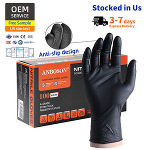 Venta al por Mayor de 100 Cajas de Guantes de Nitrilo Desechables Negros sin Polvo Antideslizantes para Manipulación de Alimentos y Tatuajes - Product Image 1