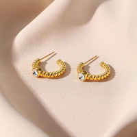 Boucles d'oreilles créoles en acier inoxydable plaqué or 18 carats avec zircone cubique pour femme, torsadées, épaisses, en forme de C, lot mixte, cadeau, vente en gros, OEM