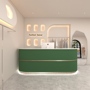 โต๊ะต้อนรับแบบโค้งสุดหรูทันสมัยเคาน์เตอร์บาร์ผู้เล่นอินเทอร์เน็ตยอดนิยมสำหรับร้านขายเสื้อผ้าของผู้หญิง - Product Image 3