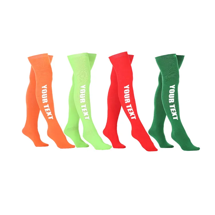 Custom Women Tight Knee Stocking Socks Custom Design Long Cotton Stockings Custom Logo Over Knee Thigh High Socks