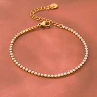Bracelet en acier inoxydable incrusté de zircon, plaqué or 18 carats, bijoux pour femmes, luxe discret, polyvalent, inaltérable