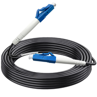 LC ke LC kabel serat optik luar ruangan lapis baja Mode tunggal Simplex 9/125um (kompatibel OS1/OS2) gesekan rendah LSZH hitam