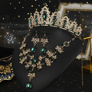 Aleación de lujo Rhinestone collar pendientes Tiara conjunto de joyas vestido de novia vestido de noche <span class=keywords><strong>accesorios</strong></span> nupciales para venta al por mayor - Product Image 3