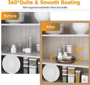 ตู้เก็บของแบบหมุน 9 นิ้ว, ชั้นวางของไม้ทรงกลมแบบหมุนได้สำหรับจัดระเบียบและเก็บของบนโต๊ะอาหาร, ห้องเก็บของ - Product Image 3