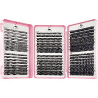 Extensions de cils DIY à volume élevé, grappes de cils individuelles grande capacité, plateau connecté 3-en-1