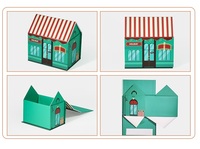 Boîte cadeau de Noël en papier magnétique pliable en forme de maison avec aimants dissimulés pour le Nouvel An et Thanksgiving