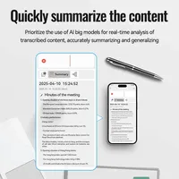 Stylo Enregistreur Vocal IA Q90A avec ChatGPT, Transcription Intelligente en Temps Réel, Traduction, Cartographie Mentale, Contrôle par APP, Dictaphone Portable Type-C ABS