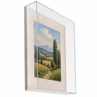Boîte à Ombre en Acrylique Transparente 3D, Cadre de Présentation Profond avec Passe-Partout en Tissu de Lin, Vitrine Anti-Poussière Transparente pour Œuvres d'Art et Décoration Intérieure