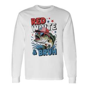 T-shirt à manches longues avec motif de poisson rouge et blanc, col ras du cou, unisexe, pour jeunes, aventure en plein air, impression numérique - Product Image 1