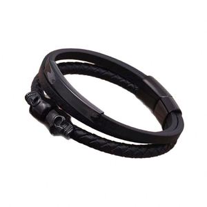 Punk Style Unisex Skull Multi-Layer Braided <b>Bracelet</b> Stainless Steel Magnetic Clasp Vintage Fashion Jewelry Charm Bangles Gift - Product Image 5