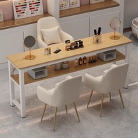 Table à ongles économique en cuir véritable pour salons de manucure, design simple et luxueux, style japonais, pour une ou deux personnes