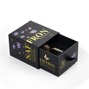 Custom printing luxury grey board saffron bottle gift pack saffron packaging box
