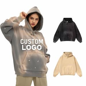 Sudadera con Capucha de Alta Calidad, Personalizada, Gruesa, de Algodón, Diseño con Hombros Caídos, Sin Cordón, Silueta Holgada, para Hombre - Product Image 1