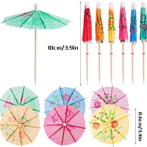 Disposable Cocktail Umbrellas 8cm Round Paper Drink Decorations For Birthday Party Cake Dessert Table Toppers - Product Image 4