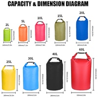 Sac étanche étanche stockage extérieur pliable pvc roulant camping randonnée canotage impression personnalisée bâche sac sec en pvc avec sangle