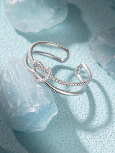 CANNER Classic Flower <b>Adjustable</b> 925 <b>Silver</b> ZirconTwo Layer <b>Ring</b> for Girl - Product Image 4