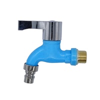 Bibcocks Robinet à bavette mural moderne Prix Robinet en plastique PP Bleu Blanc Vert Couleurs Acier inoxydable pour bassin de machine à laver