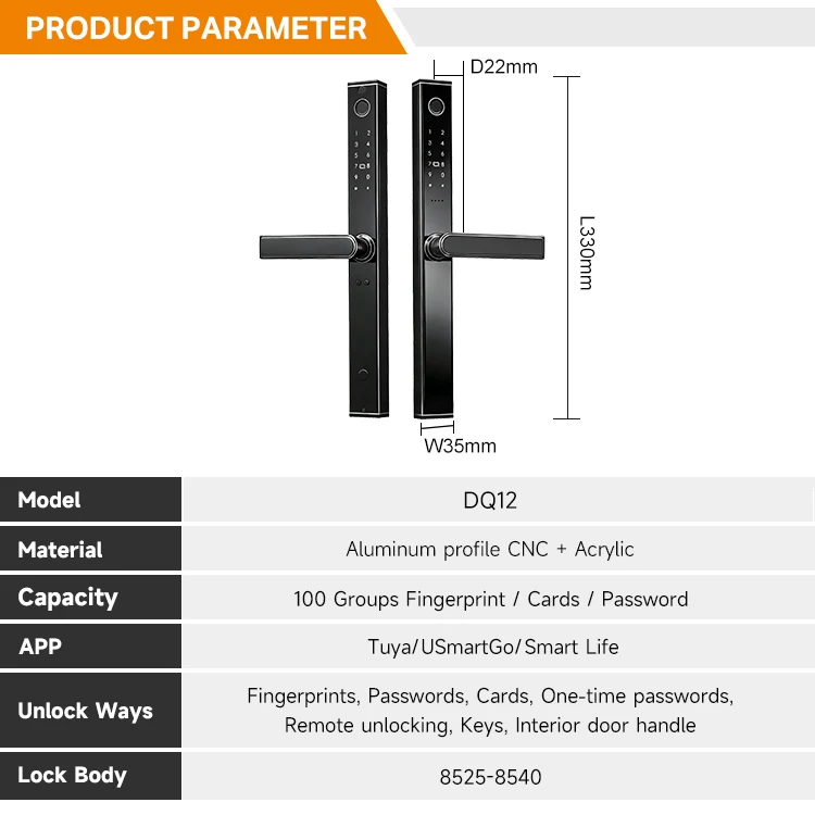 Modern Industrial Aluminum Profile CNC Smart Door Lock Cloud Support Fingerprint APP Control Two-year Warranty Waterproof for · image 4